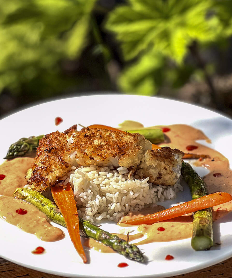 Plated food at the Meandering Goat