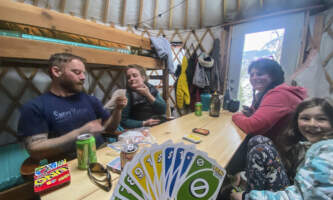 Moose pass adventures Card games at the yurt on Grant Lake JD Boyle