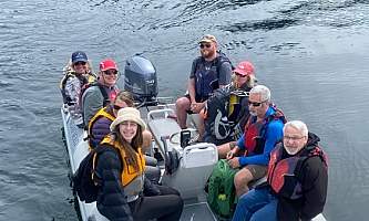 15 Guests in small boat Tracy Meyer alaska untitled