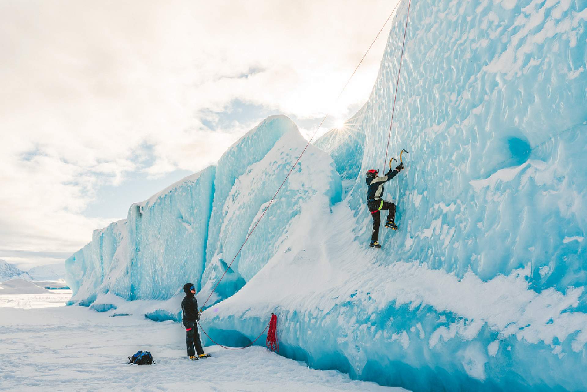 ice climbing in winter