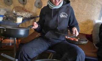 Leslie Paws for Adventure pics for Alaska Channel camp cook leslie