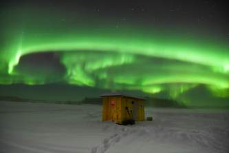 Rods alaskan guide service ice fishing winter Fairbanks Aurora Viewing Tour