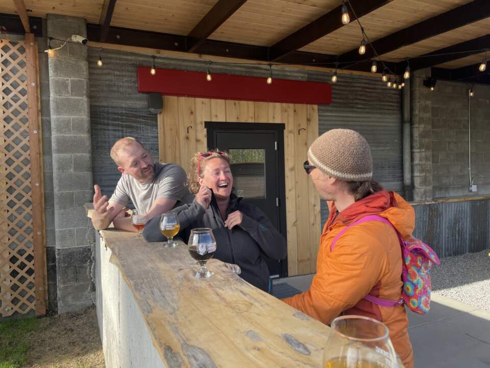 Hikers mingle at a local brewery in the Mat-Su Valley
