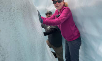 Fun natural tunnel on Root Glacier