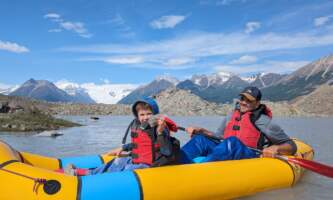 St Elias Alpine Guides Packrafting in the glacial lake