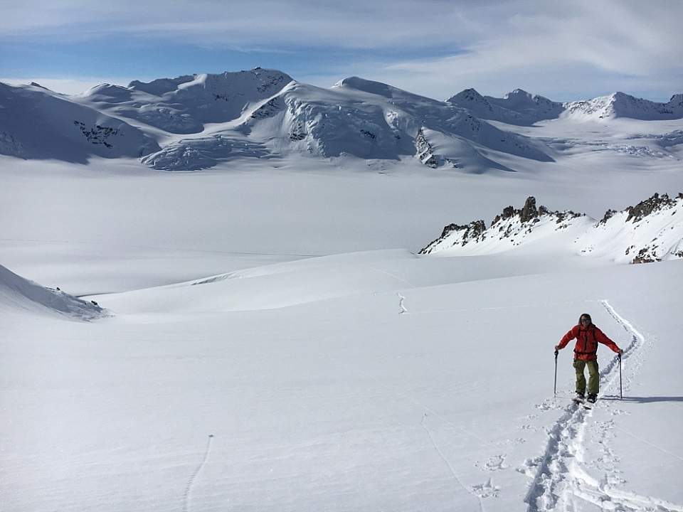 Take a ski-bump flight and enjoy a nice long run without having to hike, or book a multi-day trip to a glacier ski camp