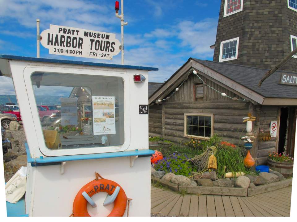 Outdoor kiosk for Pratt Museum walking tours in Homer.