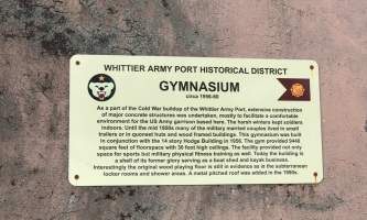 Gymnasium Sign alaska whittier historic walking tour ted spencer wings over alaska