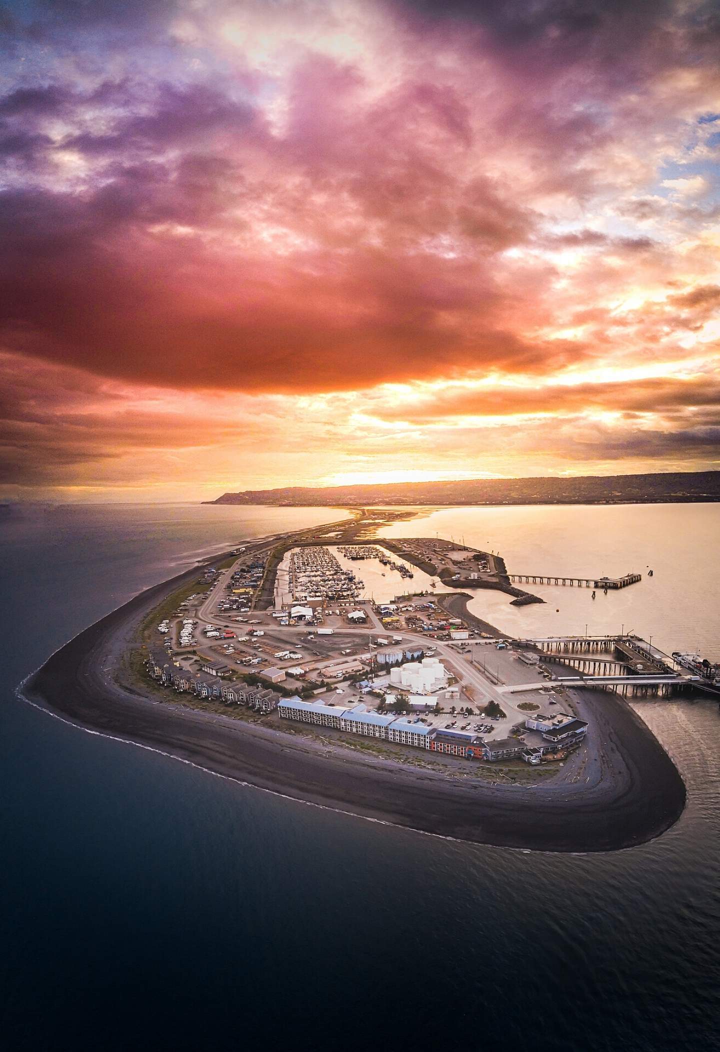 Aerial view of The Homer Spit. Photo by Logan Maddox