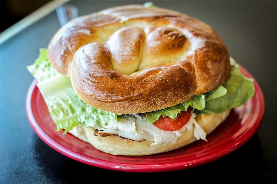 Hand-twisted pretzels are a favorite on their own or as the bun on a sandwich