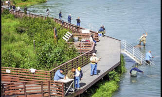 Aspen Suites Hotel Soldotna Fishing from dock Jada