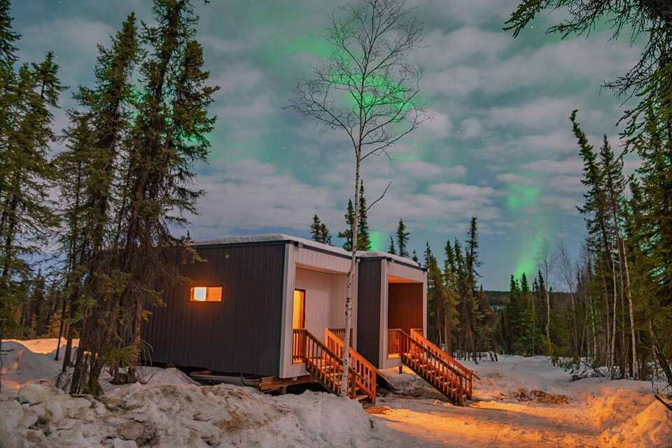 Two aurora viewing cubes at Borealis Basecamp