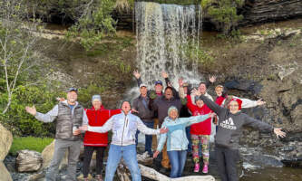 Clam Gulch Lodge CGL Large Group at Falls Creek Falls 20230818 Clam Gulch Lodge
