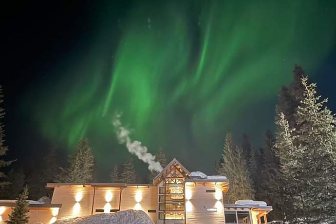 Alyeska Nordic Spa Building Northern Lights alaska untitled