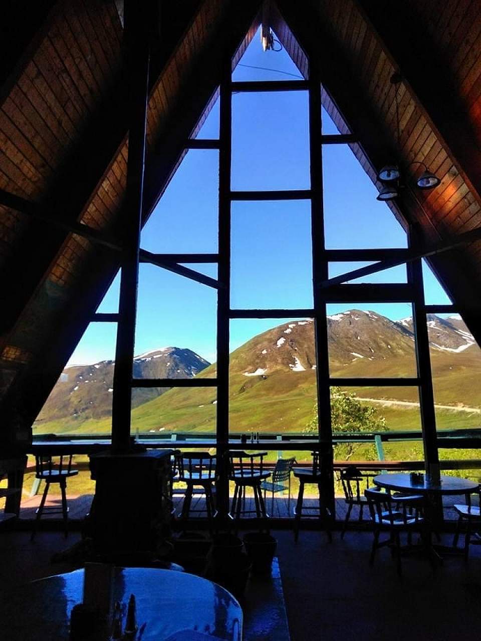 View of mountains from main Hatcher Pass Lodge