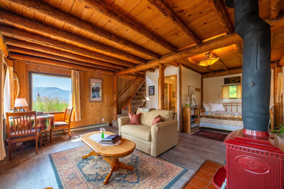 Interior cabin view at Kachemak Bay Wilderness Lodge