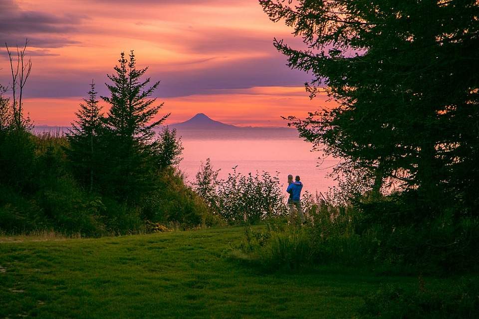 Situated high on a bluff, drink in the views of Kachemak Bay