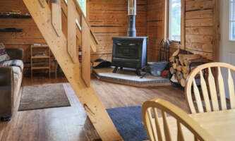 Mc Carthy Cabins Bluff Cabin Ladder and Living Space