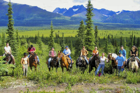 Rainy Pass Lodge Steve Perrins Horseback Alaska Rainy Pass Lodge Summer Vacation Trip Hanging Glacier Look Out Hill