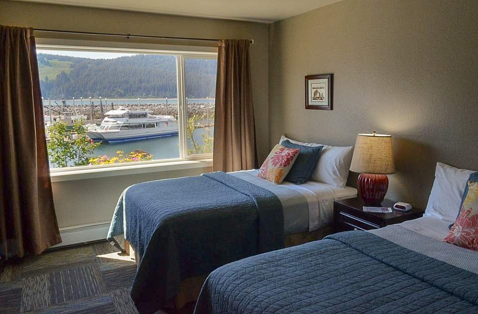 Comfortable rooms offer views of shimmering Seldovia Bay or the surrounding mountains