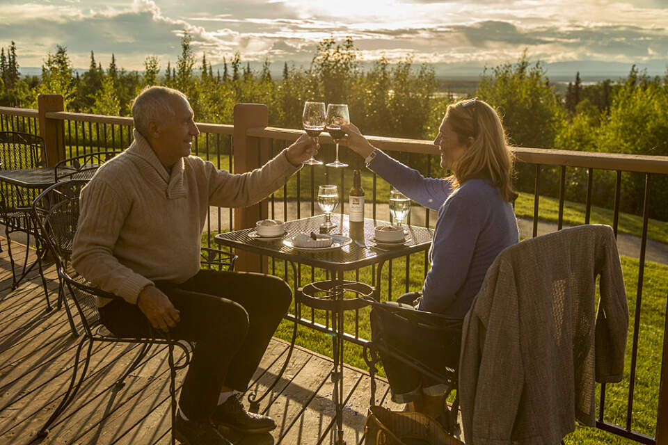 Enjoy gourmet cuisine and award-winning wines while gazing at the breathtaking Alaska Range.