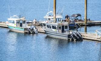 The lodge at whale pass Dock with people working Lucas Ryter