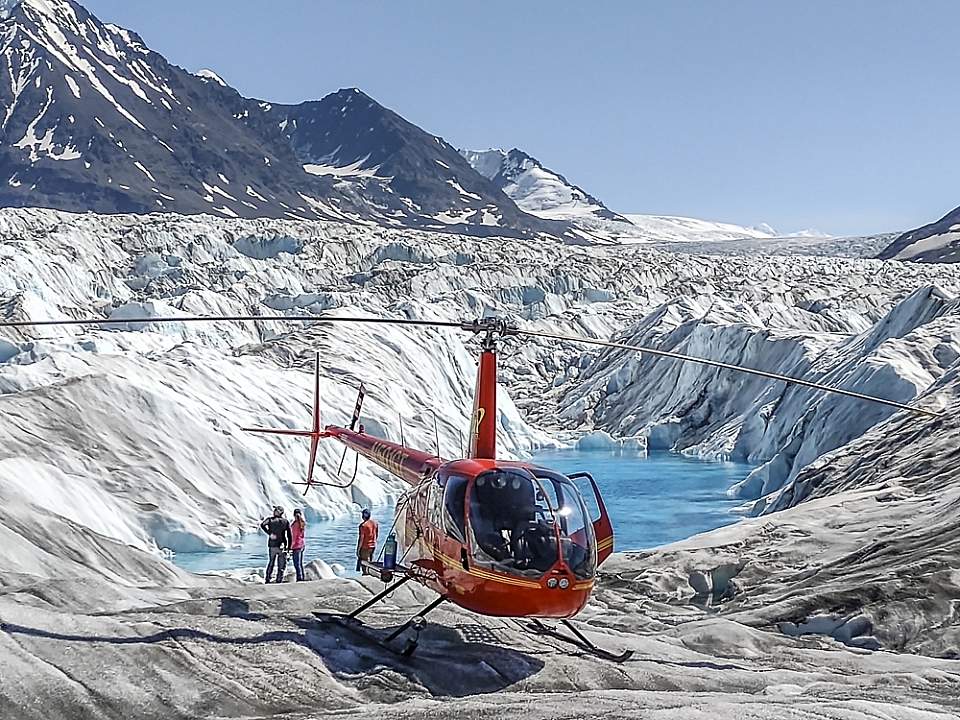 outbound heli adventures lands on the knik glacier