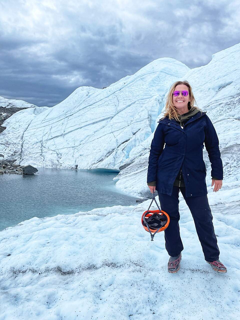 Woman walking on the Matanuska Glacier