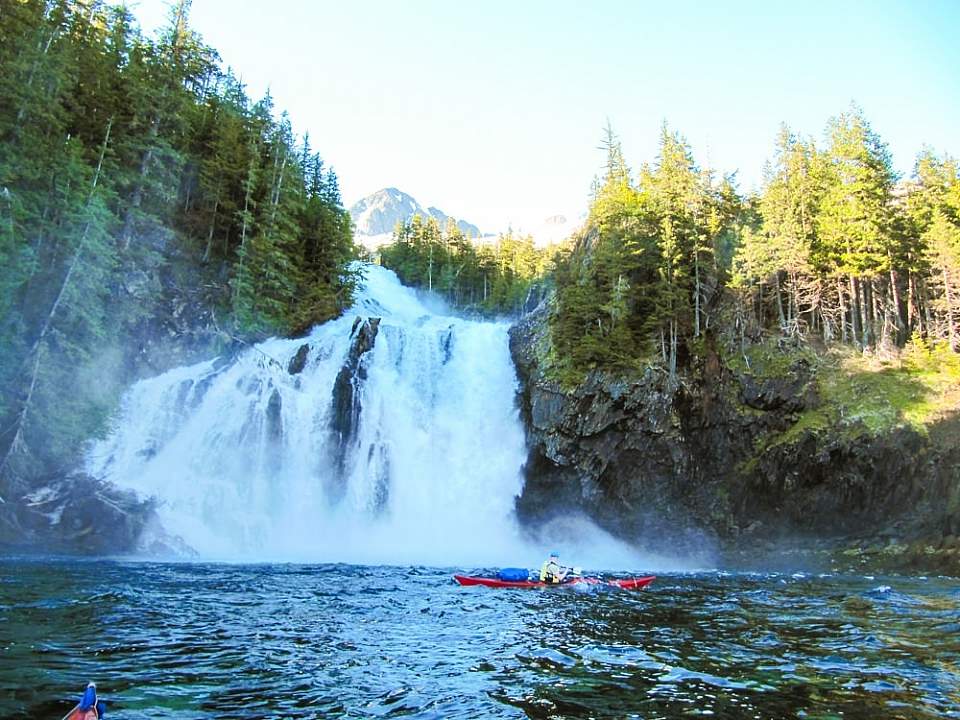 Cascade Falls is a powerful two-step fall which drops 171 feet into Eaglek Bay in the northern part of Prince William Sound